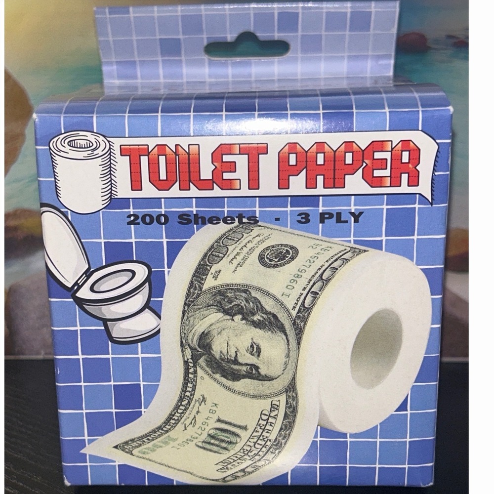 Toilet Paper Gag Gift Novelty 100 Dollar Bill Toilet Paper 200‎ Sheets Money
